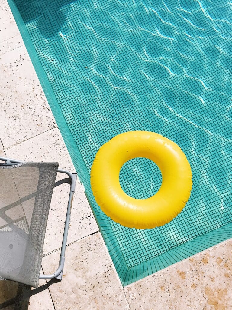 a yellow float in a pool