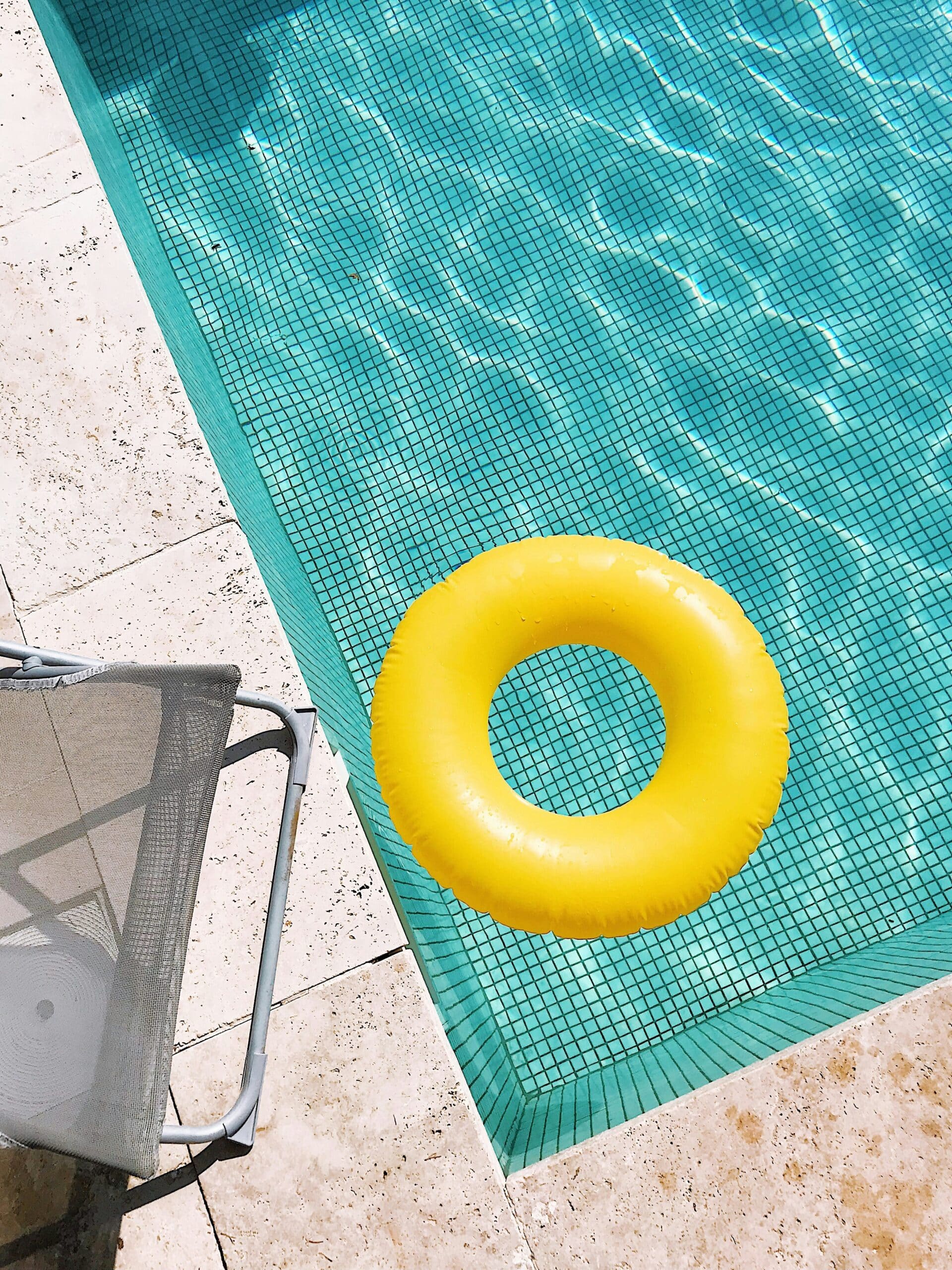 a yellow float in a pool