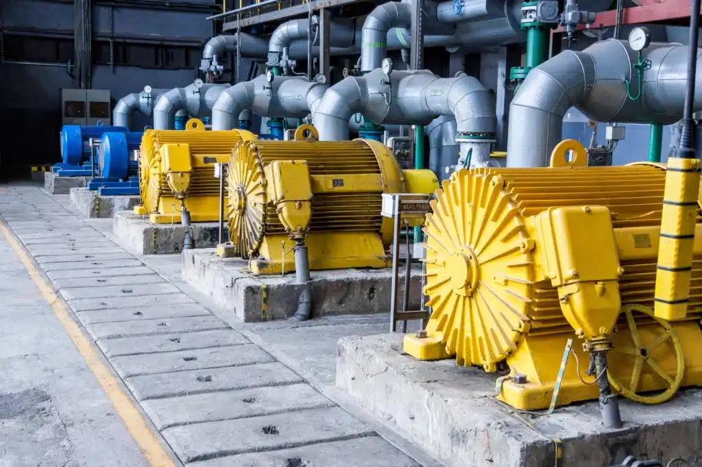 yellow and blue industrial pumps